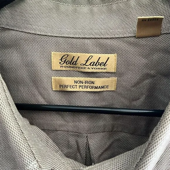 Roundtree & York Men‎ 3XL Brown Long Sleeve Button-Up Shirt Non-Iron Classic Fit - Picture 3 of 4